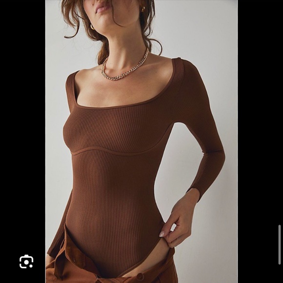 Free People Tops - FP Intimatley Lover Seamless Long-sleeve Bodysuit Thong Ribbed Large Medium
